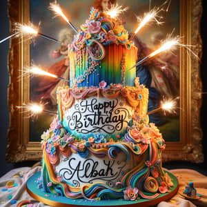 Whimsical Three-Tiered Birthday Cake Inspired by Wayne Thiebaud's Paintings