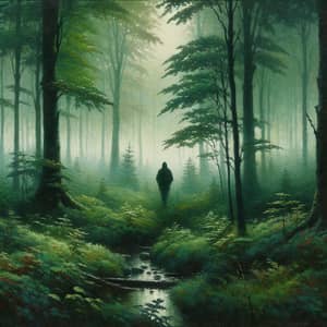 Enigmatic Forest Silhouette | Impressionist Painting