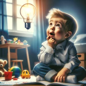 Child's Eureka Moment: A Young Mind Sparking with Ideas