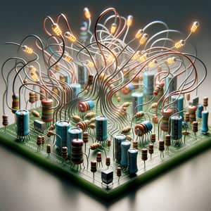 Intricate Electrical Circuit Design on Green Board