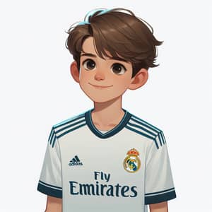 Caucasian Boy in Real Madrid Football Jersey