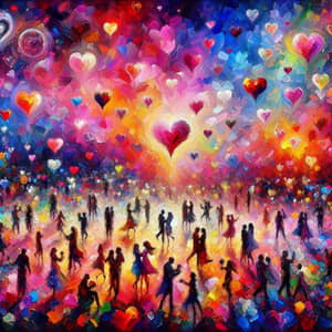 Vibrant Love: Abstract Scene of Passion and Affection