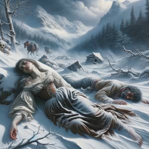 Melancholic Mountain Winter Scene - Baroque Art Style