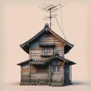 Nostalgic Old Wooden House with Antenna | Anime V3 Style