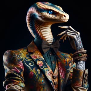 Androgynous Serpent-Like Figure in Stylish Attire