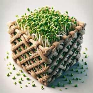 3D Square Basket with Fresh Bean Sprouts