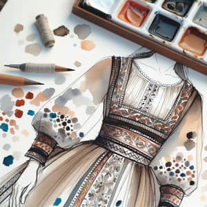 Authentic Traditional Russian Dress: Bold Lines & Muted Colors