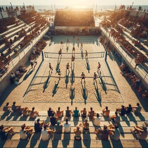 Bustling Volleyball Court in Thessaly, Greece