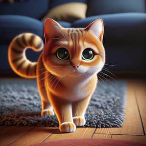 Sleek Orange House Cat | Playful Feline in Home Setting