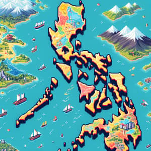 Pixel Art Style Map of the Philippines | Geographical Map