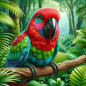 Colorful Parrot in Tropical Jungle - Exotic Bird Watching Experience
