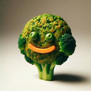 Unique Green Cutlet with Broccoli Eyes and Carrot Mouth