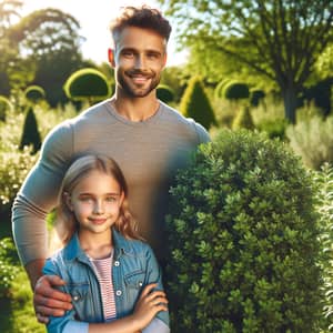 Young Girl with Masculine Tansley Shrub | Outdoor Sunny Day