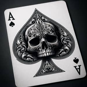 Intricately Designed Ace of Spades Card with Skull Illustration