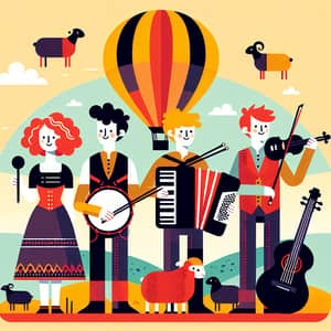 Colorful Flat Design Image for Folk Stories Band | Concert Announcement