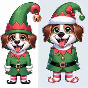 Friendly Dog Christmas Elf Illustration | Kid-Friendly Art