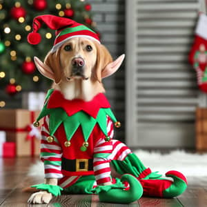 Cheerful Christmas Elf Dog Costume | Fun and Engaging