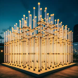 Artistic 1.5m-Hight LED Tube Structure at Dusk