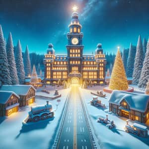 Winter Wonderland Toy Factory - Enchanting Christmas Scene