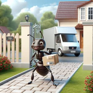 Friendly Ant Delivery: Funny Photo Realistic Image for Kids