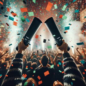 Vibrant New Year's Eve Celebration with Confetti Cannons