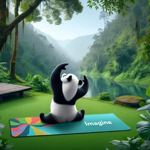 Peaceful Panda Yoga in Nature | Surya Namaskar Pose on Sports Mat