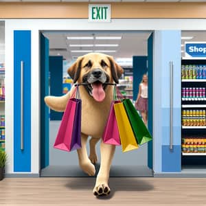 Friendly Dog Shopping: Kid-Friendly and Amusing Photo Render