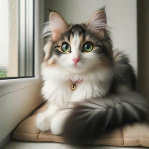Beautiful Cat Sitting by the Window | Cozy Feline Watching Outdoors