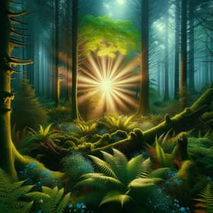 Enchanted Forest Scene with Luminescent Portal