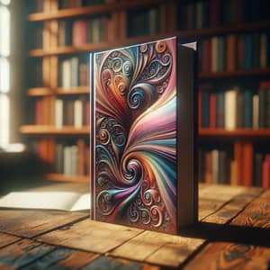Colorful Abstract Design Hardcover Book on Wooden Table