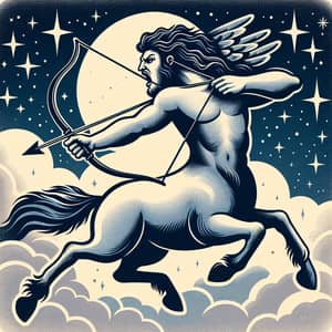 Sagittarius Zodiac Sign: Centaur Shooting Arrow Under Starry Sky