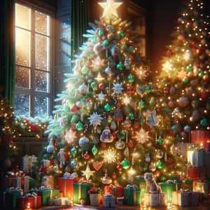 Festive Christmas Tree Celebration with Joyful Decorations