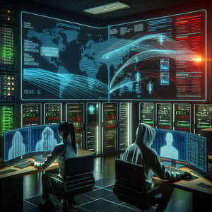 Futuristic Cybersecurity Lab | Secure Network Activities Visualization