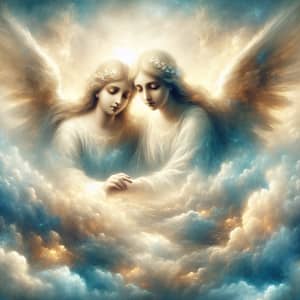 Heavenly Depiction of Loving Mother and Father in the Clouds