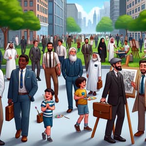 A Male-Only World: Diverse City Life with Professionals, Artists, and Teachers