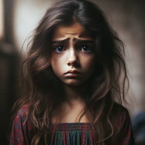 Young Middle-Eastern Girl - Expressive Dark Eyes - Confusion and Sadness
