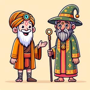 Dorweamon with Raam Ji - Cartoon Monk Wizard and Indian Man