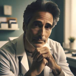 Middle-Aged Hispanic Man in Doctor's Office | Nostalgic National Geographic Style