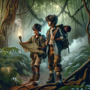 Adventure in Dense Jungle: South Asian and Hispanic Boys Explore Together