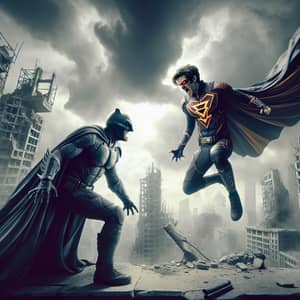 Epic Superhero Showdown in Destroyed Cityscape