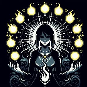 Enigmatic 8-Bit Female Character | Shadows & Lights