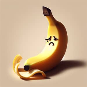 Distraught Yellow Banana - Sorrowful Cartoon Fruit Emotion