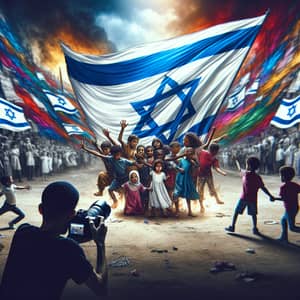 Powerful Imagery: Flag of Israel with Diverse Children
