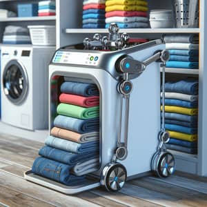 Automatic Home Robot Folding Laundry in Utility Room