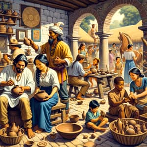 Pre-Hispanic Cultural Scene with Diverse People