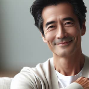 Tranquil 50-Year-Old Chinese Male | Peaceful Smile