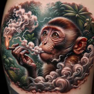 Monkey Smoking Tattoo | Jungle Backdrop