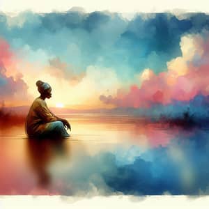 Patience: Tranquil Watercolor Art of an African Woman