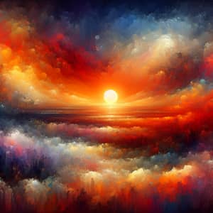 Abstract Colorful Sunsets: Tranquil Horizon Panorama
