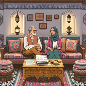 Middle Eastern Retirement Planning in Traditional Living Room | Financial Advice